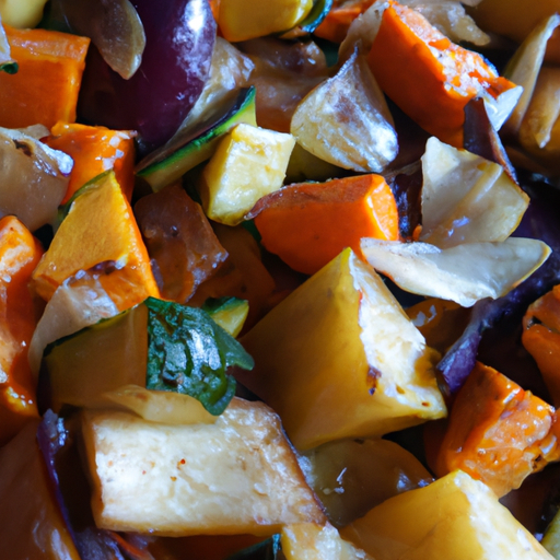 Colorful roasted winter vegetables, caramelized and full of flavor.